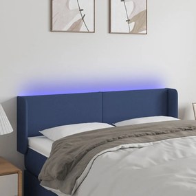 Testiera A Led Blu 147x16x78/88 Cm İn Tessuto /