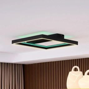 Plafoniera smart Tjado Lucande, dimmerabile, Nero, Soggiorno / Sala da pranzo, Metallo, Moderno