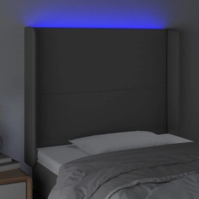 Testiera a led grigio 103x16x118/128cm in similpelle
