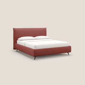 EROS letto imbottito in piuma con vano contenitore in pregiato e fresco bouclet smacchiabile T16 rosso