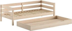 Letto da bambini estraibile di colore naturale in pino massiccio con rete inclusa 90x200 cm Margrit – Vipack