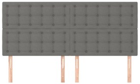 Testiera 4 pz grigio scuro 80x5x78/88 cm in tessuto