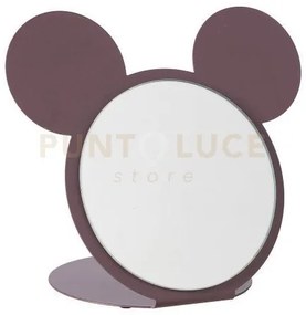 Specchio da tavolo di design mouse viola ametista in ferro, vetro p...