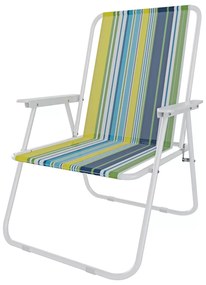 Sedia Pieghevole Da Spiaggia Campeggio Camping Leggera E Resistente In Metallo In Tessuto Oxford 600D Con Braccioli Seggiola Pesca Giardino Terrazzo Balcone Esterno (Multicolore Verde)