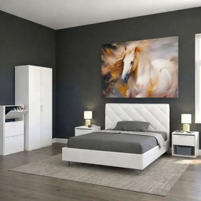 Armadio Kandir 82x184h cm in legno 2 Ante e 2 Cassetti - Bianco Opaco