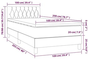 Giroletto a Molle con Materasso Grigio Scuro 100x200 cm Tessuto