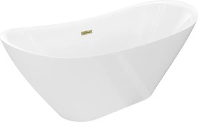 Mexen Lotos vasca da bagno indipendente 180 x 75 cm, bianca, troppopieno dorato - 52051807700-50