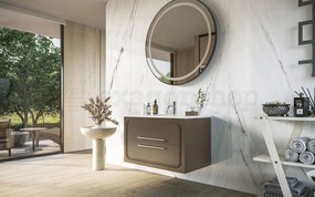 Mobile bagno creta opaco 80x46 Vienna con lavabo ad incasso e due cassetti rifiniti con maniglie cromo