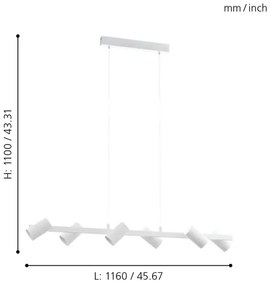 Eglo 98687 - Lampadario a sospensione con filo GATUELA 6xE14/25W/230V