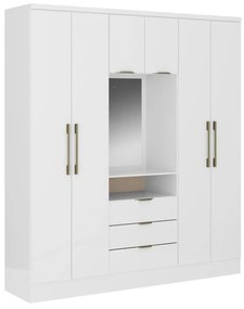 Armadio 6 ante e 3 cassetti + Specchio L180 cm Bianco - ELORIO