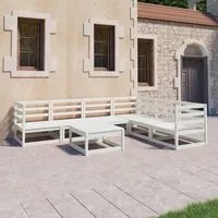 Set Divani da Giardino 7 pz Bianchi in Legno Massello di Pino 3075740