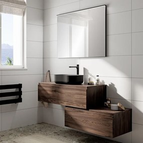 Mobile da bagno sospeso Step Liscio con top L 80.3 x H 30 x P 46 cm noce walnut, 1 cassetto,lavabo non incluso