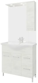 Mobile sottolavabo e lavabo con sifone Symoa per vasca centrale legno bianco in truciolare L 85 x H 81.5 x P 50.5 cm, 2 ante 2 cassetti