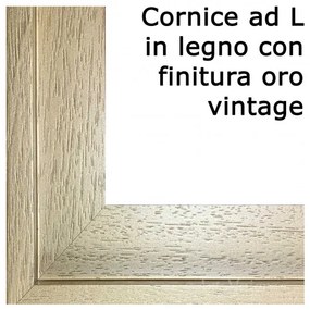 Art Maiora Capezzale con sacra famiglia in stile moderno "Amore di Mamma e Papà" 110x65 Cornice a L in legno con finitura oro vintage