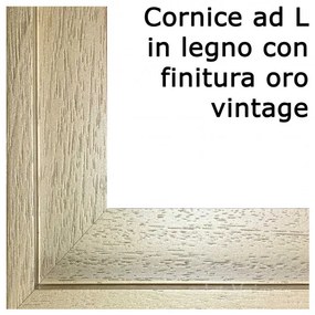 Art Maiora Capezzale moderno dipinto a mano su tela in cotone "Legame di Vita" 110x65 Cornice a L in legno con finitura oro vintage