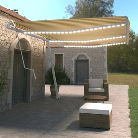 Tenda Automatica Con Sensore Vento Led 600x350 Cm Gialla Bianca /