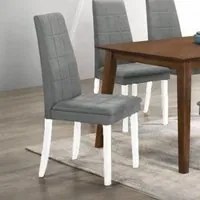 Sedia imbottita con struttura in legno bianco e tessuto grigio Tim