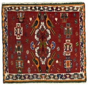Shiraz Tappeto 60 x 60 Rosso (Iran) Annodato A Mano