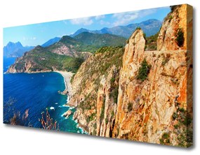 Quadro su tela Montagne del mare della costa della scogliera 100x50 cm