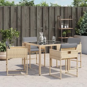 Sedie da giardino con cuscini 4 pz beige misto in polyrattan