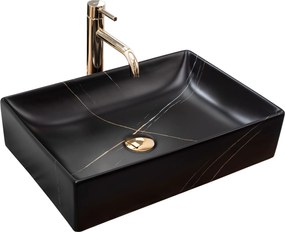 Lavabo da appoggio Rea Inga Black Marble Mat