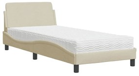 Letto con materasso crema 90x200 cm in tessuto