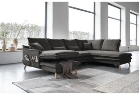 Divano letto angolare grigio scuro (angolo destro a forma di U) Charming Charlie - Miuform