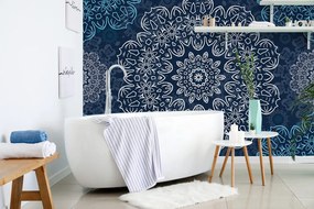 Carta da parati – Mandala blu con motivo astratto