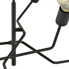 Sospensione Industrial 6 Luci Febe In Acciaio Nero E Bracci Regolabili