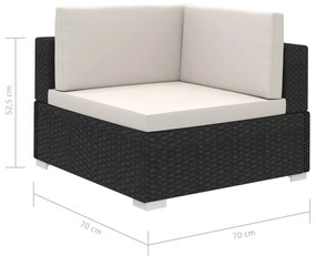 Set Divani da Giardino 8 pz con Cuscini in Polyrattan Nero