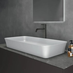 Lavabo da appoggio rettangolare in ceramica L 80 x H 12 x P 40 cm bianco