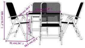 Set da Pranzo da Giardino 5pz Antracite in Rete Metallica