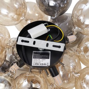 Plafoniera di design nera con vetro ambra e fumé 4 luci - Uvas