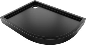 Mexen Flow+ piatto doccia semicircolare asimmetrico sinistro 100 x 80 cm, nero opaco - 46Q708010LH