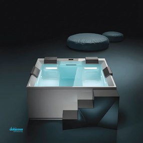 Treesse "Pool Heaven" Mini Piscina Idromassaggio Da 210x210 H 86 Interno/Esterno C/Pannelli Bianco Satinato