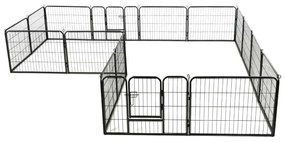 Box per cani con 16 pannelli in acciaio 60x80 cm nero