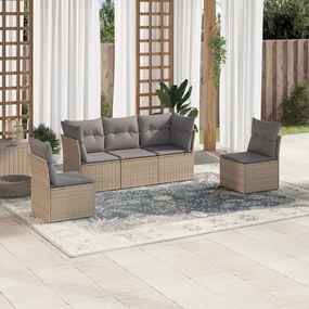 Set divano da giardino 5 pz con cuscini beige in polyrattan
