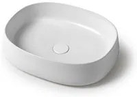 Lavabo da appoggio 50 cm ovale in ceramica bianco opaco Milos