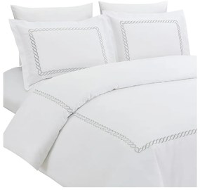 Set copripiumino e federa bianco in raso di cotone per letto singolo con lenzuolo incluso/6 pezzi 140x200 cm Whispered Serenity – Mila Home Luxury