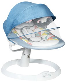 Costway Sdraietta elettrica per bambini, Dondolino con tettuccio rimovibile zanzariera e 2 giocattoli Blu