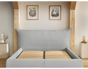 Letto matrimoniale in grigio chiaro imbottito con spazio contenitivo con griglia inclusa 160x200 cm Jade – Bobochic Paris