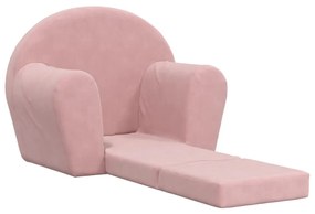 Divano letto per bambini rosa in morbido peluche