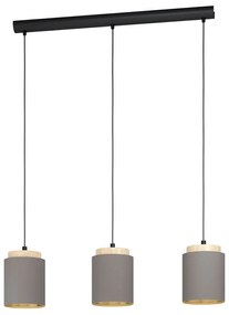 Lampadario Industrial Albariza 3 Luci Metallo Nero E Marrone