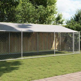 Gabbia Cani Con Tetto E Porta Grigia 8x2x2 M İn Acciaio Zincato /