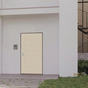 Porta blindata DI.BI. Aster L 80 x H 210 cm in PVC avorio/bianco, apertura spingere a destra, falso telaio incluso
