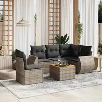 Set Divano da Giardino 6 pz con Cuscini Grigio in Polyrattan 3257341