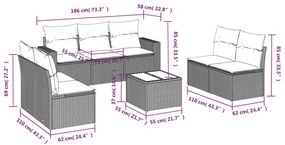 Set Divano da Giardino 8 pz con Cuscini Grigio in Polyrattan