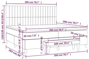 Giroletto a Molle con Materasso Grigio Scuro 200x200 cm Tessuto