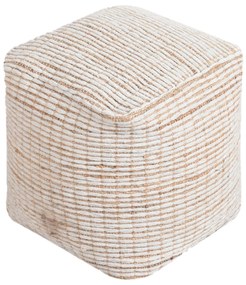MARLENE - pouf in lana avorio con decoro 40 x 40