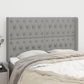 Testiera Ad Orecchio Grigio Chiaro 147x16x118/128 Cm İn Tessuto /